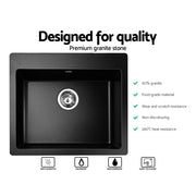 Cefito Stone Kitchen Sink 570x500MM Granite Under or Topmount Basin Bowl Laundry Black SINK-STONE-5750