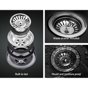 Cefito Stone Kitchen Sink 570x500MM Granite Under or Topmount Basin Bowl Laundry Black SINK-STONE-5750
