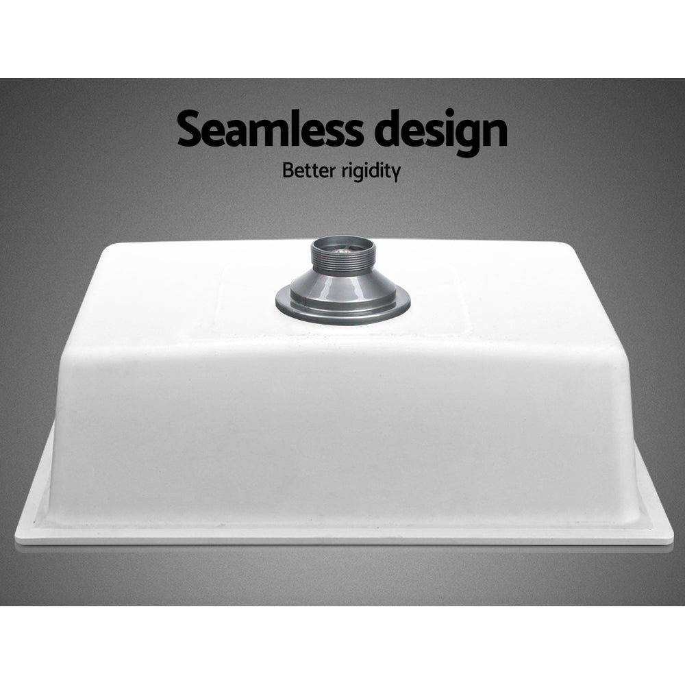 Cefito Stone Kitchen Sink 610X470MM Granite Under/Topmount Basin Bowl Laundry White SINK-STONE-6147-WH