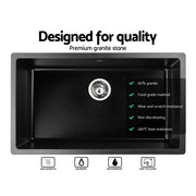 Cefito Stone Kitchen Sink 790X450MM Granite Under/Topmount Basin Bowl Laundry Black SINK-STONE-7945
