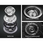 Cefito Kitchen Sink 80X48CM Granite Stone Kitchen Sinks in Black SINK-STONE-8048S
