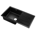 Cefito Stone Kitchen Sink 860X500MM Granite Under/Topmount Basin Bowl Laundry Black SINK-STONE-8650S