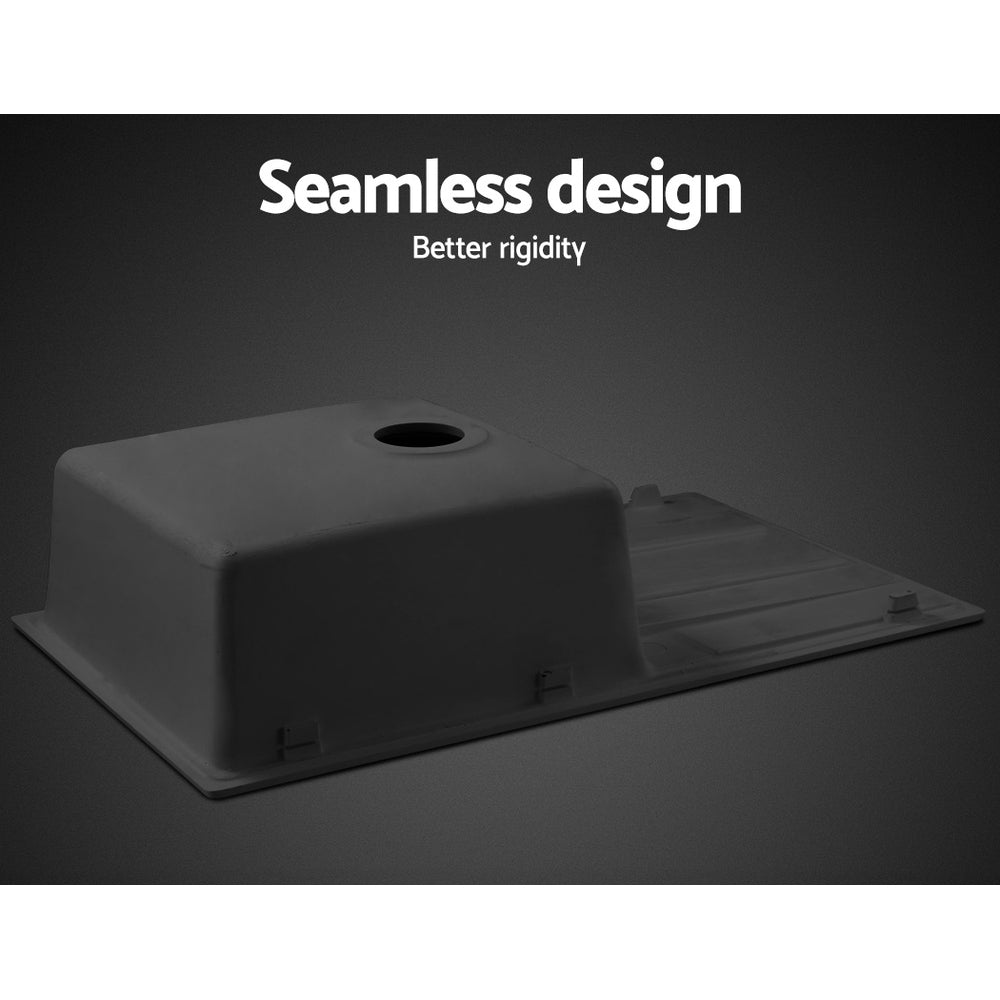 Cefito Stone Kitchen Sink 860X500MM Granite Under/Topmount Basin Bowl Laundry Black SINK-STONE-8650S