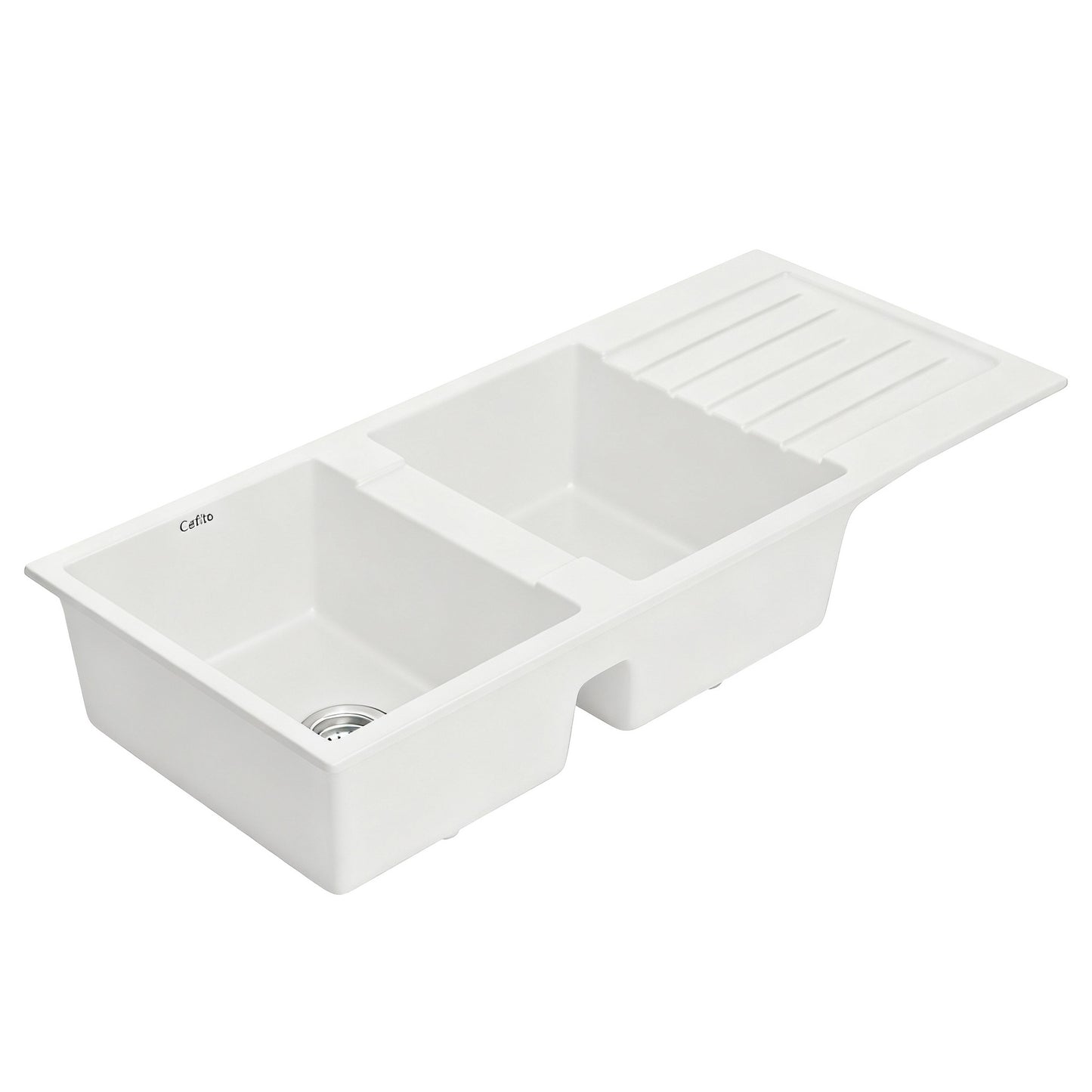 Cefito Kitchen Sink 116x50cm Granite Stone Sink Double Bowl White SINK-STONE-A-11650-WH