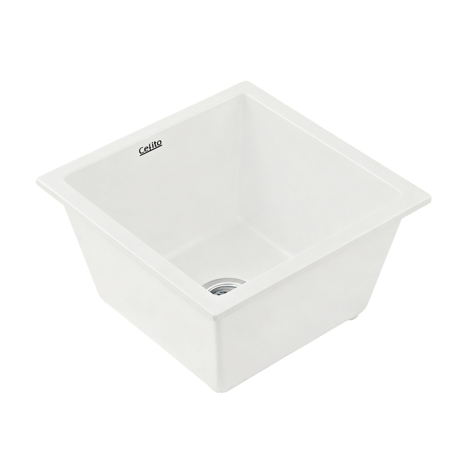 Cefito Kitchen Sink 38x38cm Granite Stone Sink Single Bowl White SINK-STONE-A-3838-WH