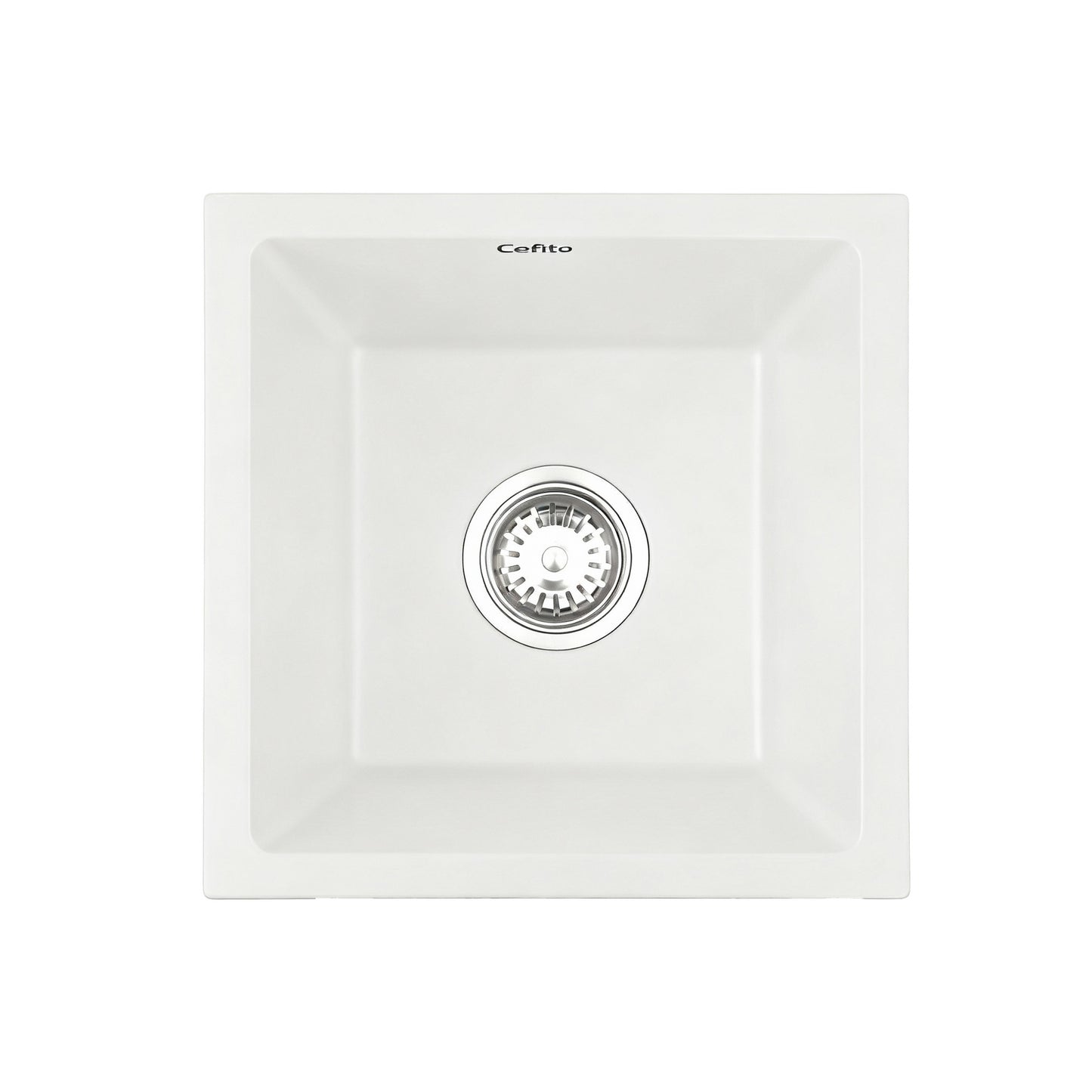 Cefito Kitchen Sink 38x38cm Granite Stone Sink Single Bowl White SINK-STONE-A-3838-WH