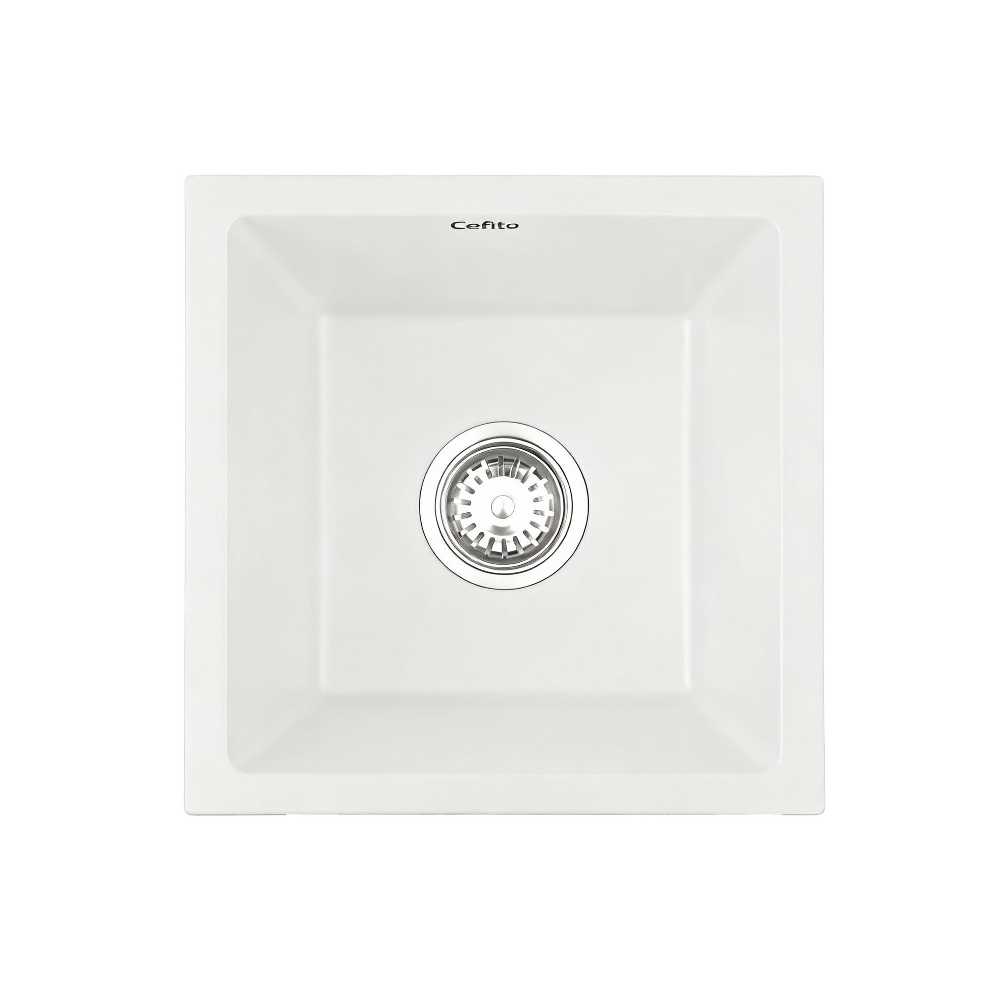 Cefito Kitchen Sink 38x38cm Granite Stone Sink Single Bowl White SINK-STONE-A-3838-WH