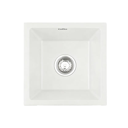 Cefito Kitchen Sink 38x38cm Granite Stone Sink Single Bowl White SINK-STONE-A-3838-WH