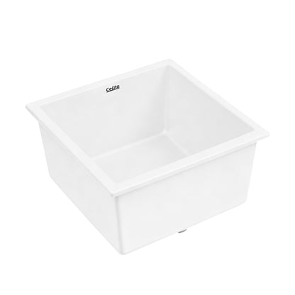 Cefito Kitchen Sink 45x45cm Granite Stone Sink Single Bowl White SINK-STONE-A-4545-WH
