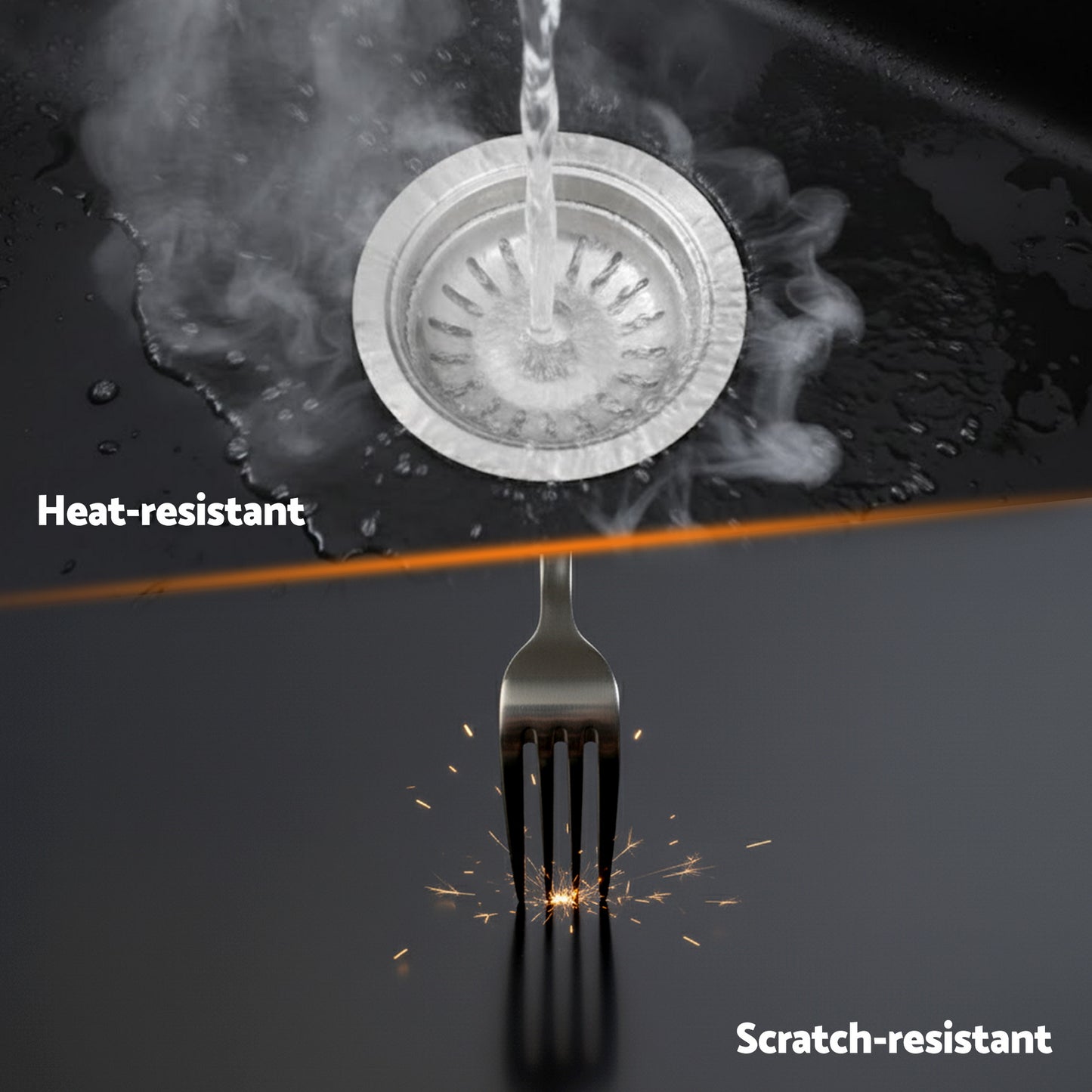 Cefito Kitchen Sink 55x45cm Granite Stone Sink Single Bowl Black SINK-STONE-A-5545-BK