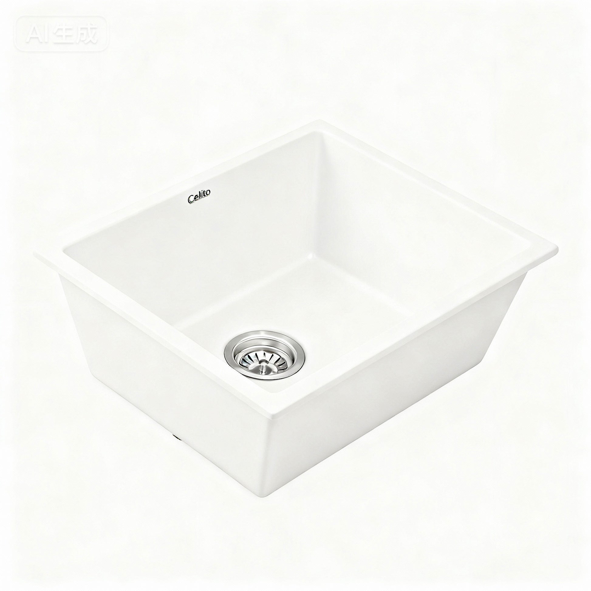 Cefito Kitchen Sink 55x45cm Granite Stone Sink Single Bowl White SINK-STONE-A-5545-WH