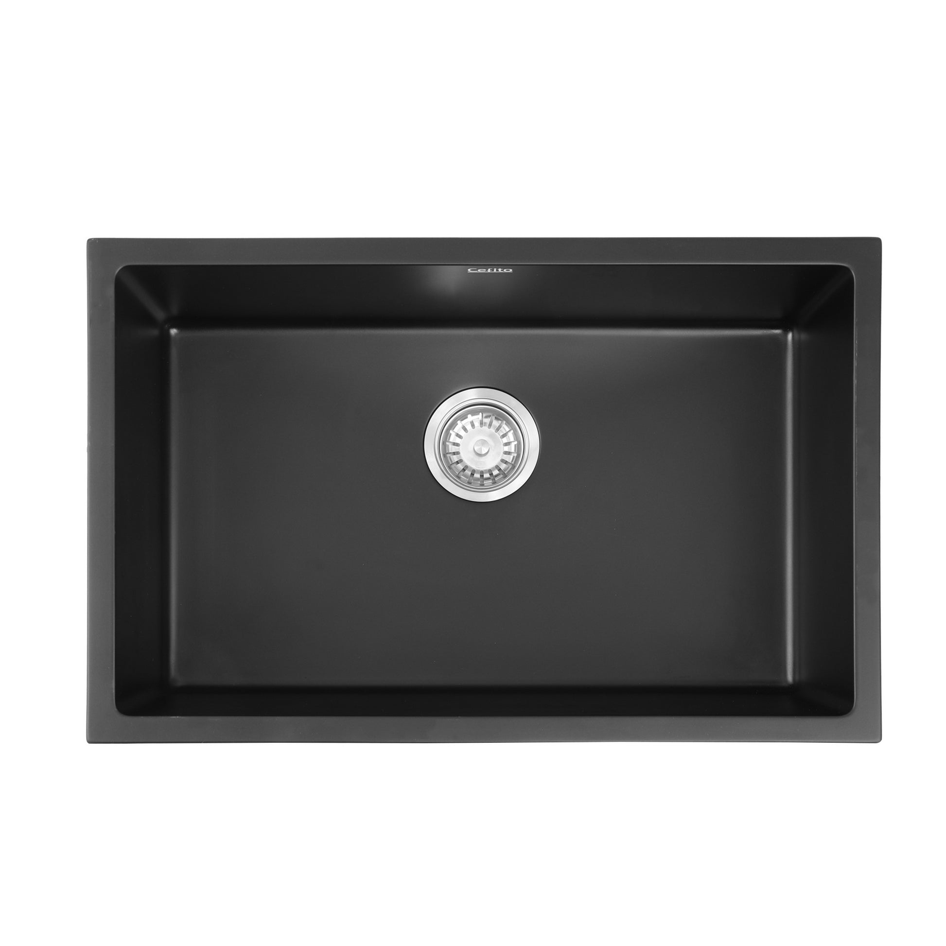 Cefito Kitchen Sink 70x45cm Granite Stone Sink Single Bowl Black SINK-STONE-A-7045-BK