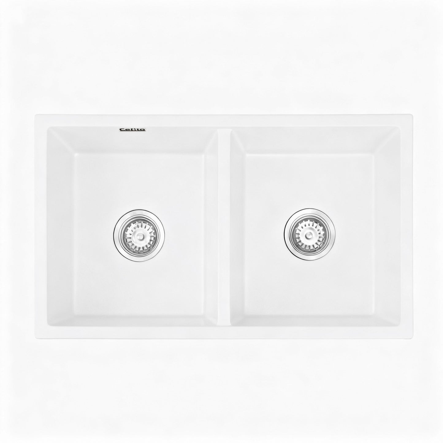 Cefito Kitchen Sink 77x45cm Granite Stone Sink Double Bowl White SINK-STONE-A-7745-WH