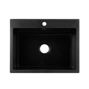 Cefito Kitchen Sink Granite Stone Sinks Basin Single Bowl Black 600mmx470mm SINK-STONE-B-6147
