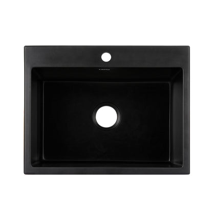 Cefito Kitchen Sink Granite Stone Sinks Basin Single Bowl Black 600mmx470mm SINK-STONE-B-6147