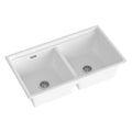 Cefito Kitchen Sink Stone Sink Granite Laundry Basin Double Bowl 79cmx46cm White SINK-STONE-B-7946D-WH