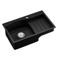 Cefito Kitchen Sink 74X45CM Granite Stone Basin Single Bowl Laundry Black SINK-STONE-B-IR-7445-S