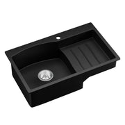 Cefito Kitchen Sink 74X45CM Granite Stone Basin Single Bowl Laundry Black SINK-STONE-B-IR-7445-S