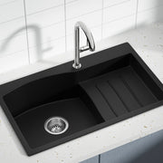 Cefito Kitchen Sink 74X45CM Granite Stone Basin Single Bowl Laundry Black SINK-STONE-B-IR-7445-S