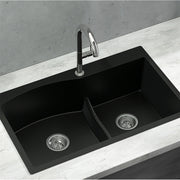 Cefito Kitchen Sink 76X47CM Granite Stone Basin Double Bowl Laundry Black SINK-STONE-B-IR-7547