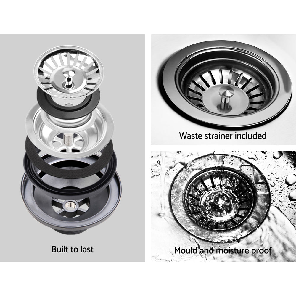 Cefito Stone Kitchen Sink Round 430MM Granite Under/Topmount Basin Bowl Laundry White SINK-STONE-ROU-4419-WH