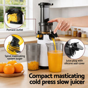 Devanti Slow Juicer Cold Press Fruit Juice Extractor 130W White
