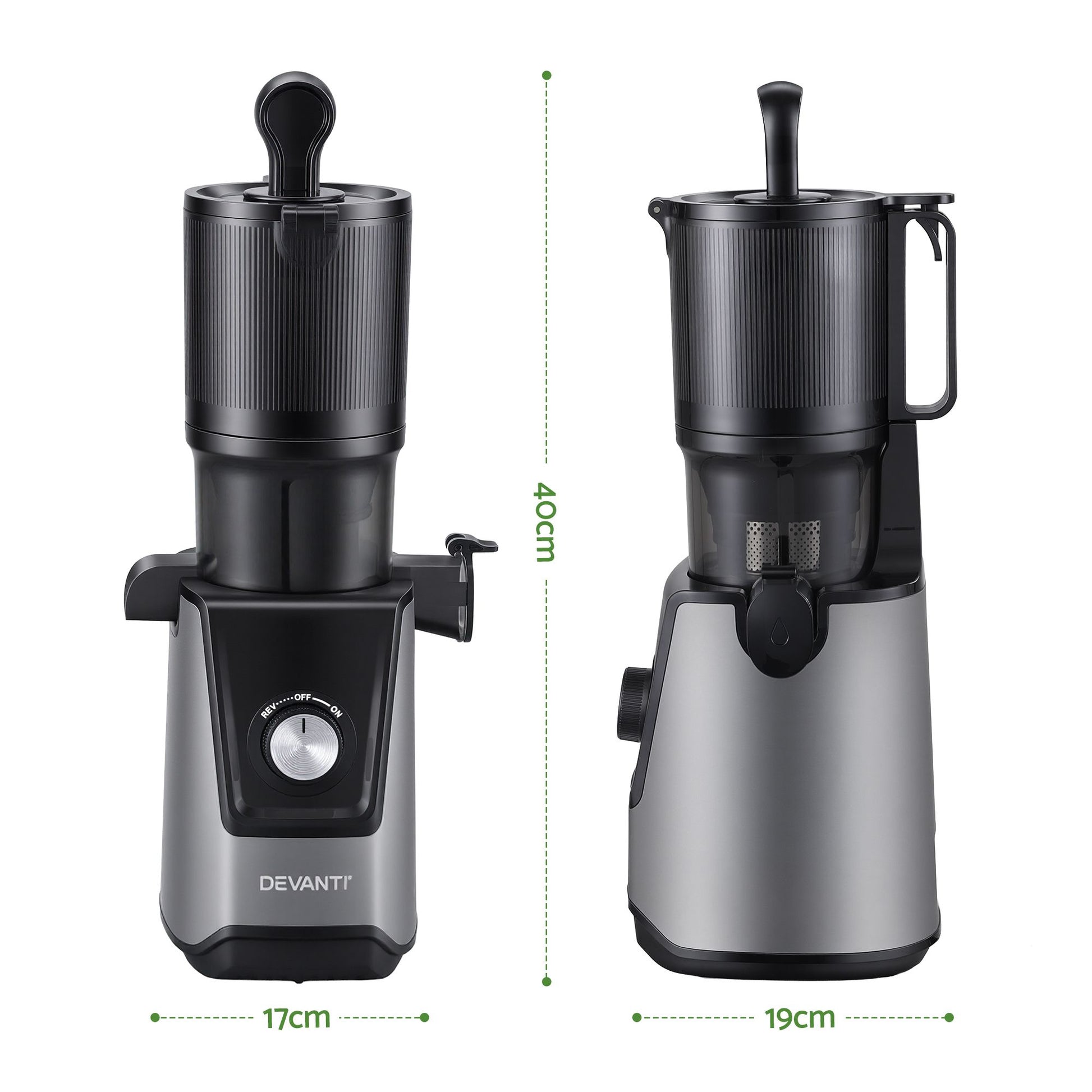 DEVANTI Slow Juicer Cold Press 200W for Fruit Vegetable Juice SJ-C-046-BK