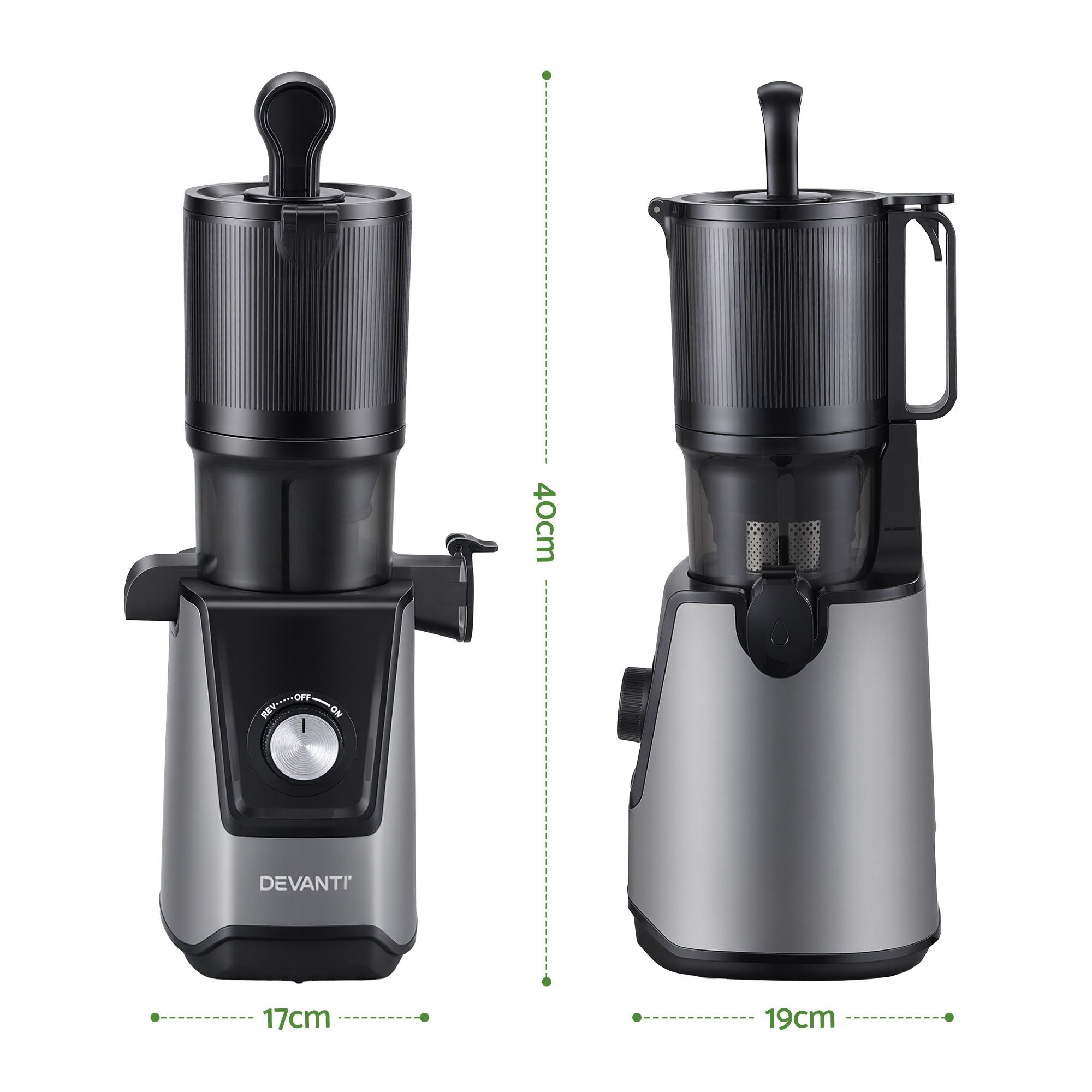 DEVANTI Slow Juicer Cold Press 200W for Fruit Vegetable Juice SJ-C-046-BK