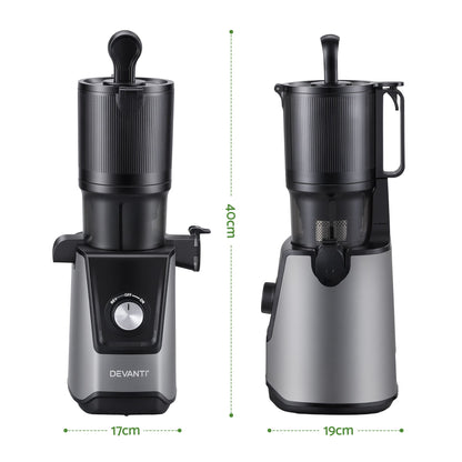DEVANTI Slow Juicer Cold Press 200W for Fruit Vegetable Juice SJ-C-046-BK