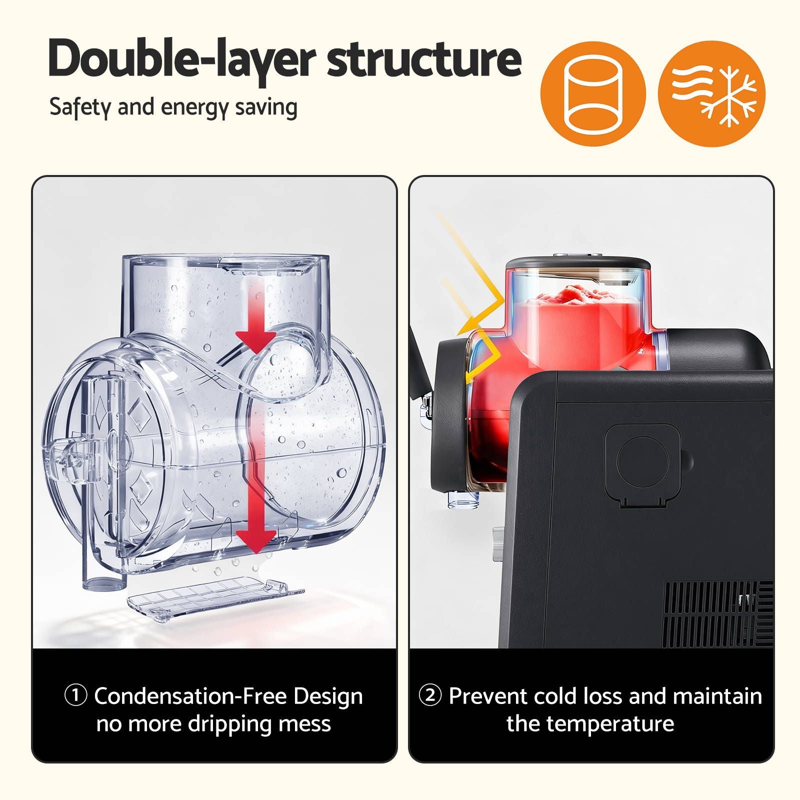 Devanti 2L Slushie Machine Ice Cream Maker Frozen Smoothies Milkshakes Black SLS-CR01-2L-BK