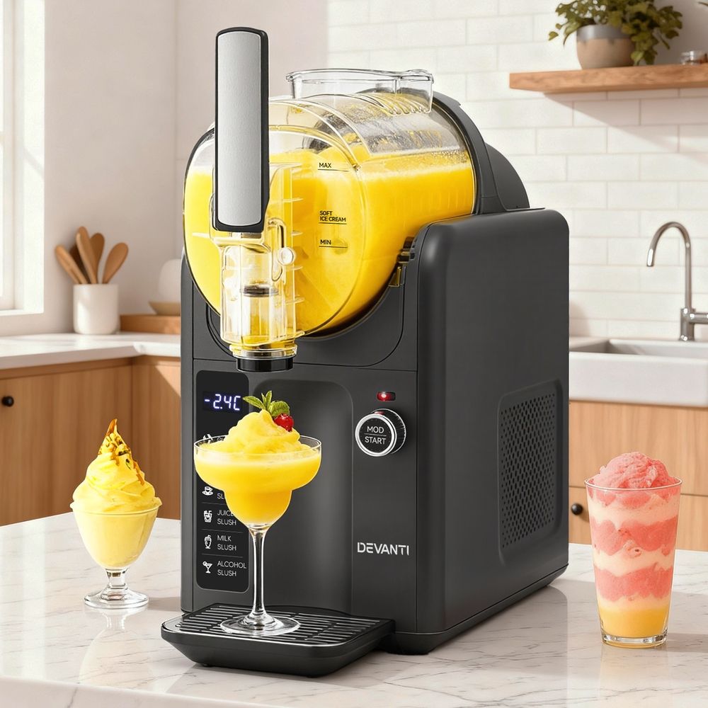 Devanti 5in1 Slushie Machine Ice Cream Maker 2L Grey SLS-CR02-2L-GY