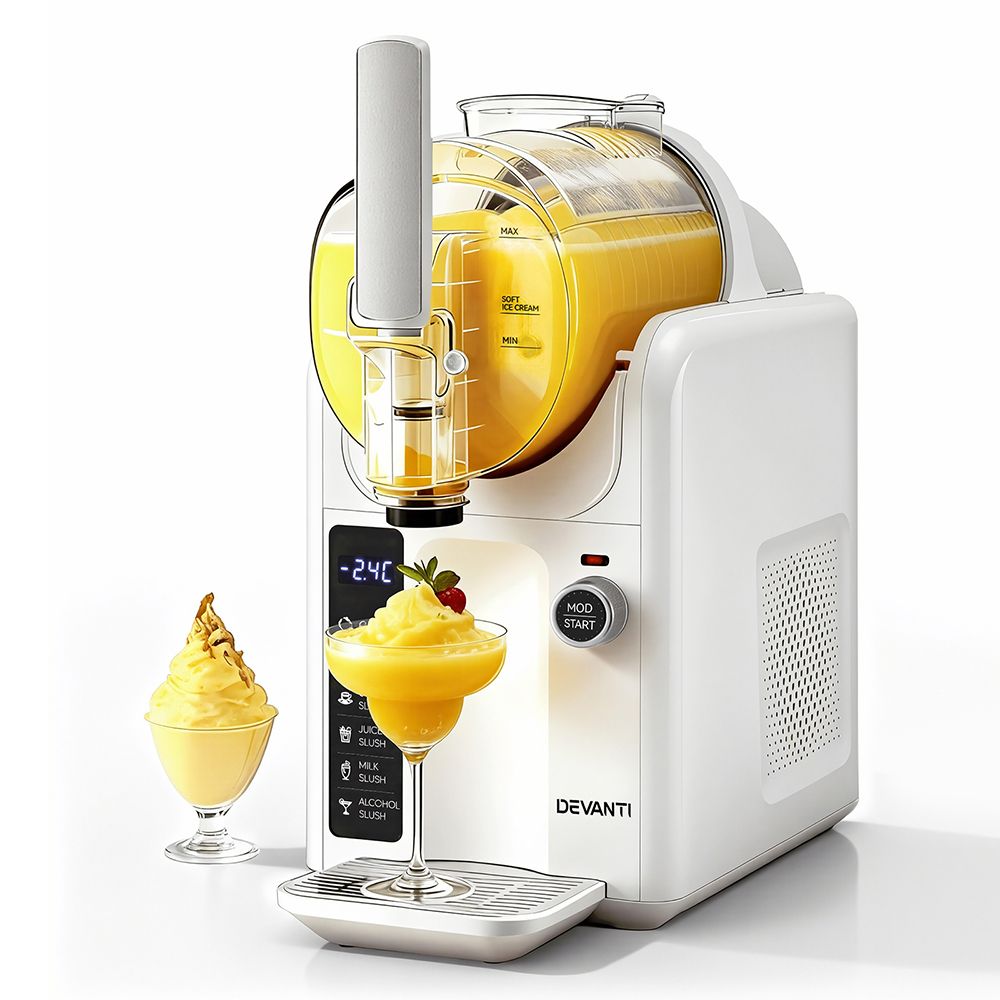 Devanti 5in1 Slushie Machine Ice Cream Maker 2L White SLS-CR02-2L-WH