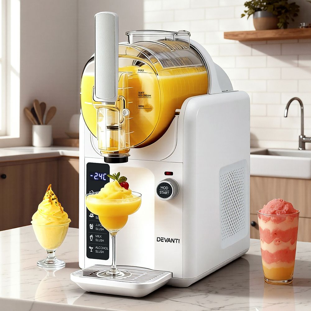 Devanti 5in1 Slushie Machine Ice Cream Maker 2L White SLS-CR02-2L-WH