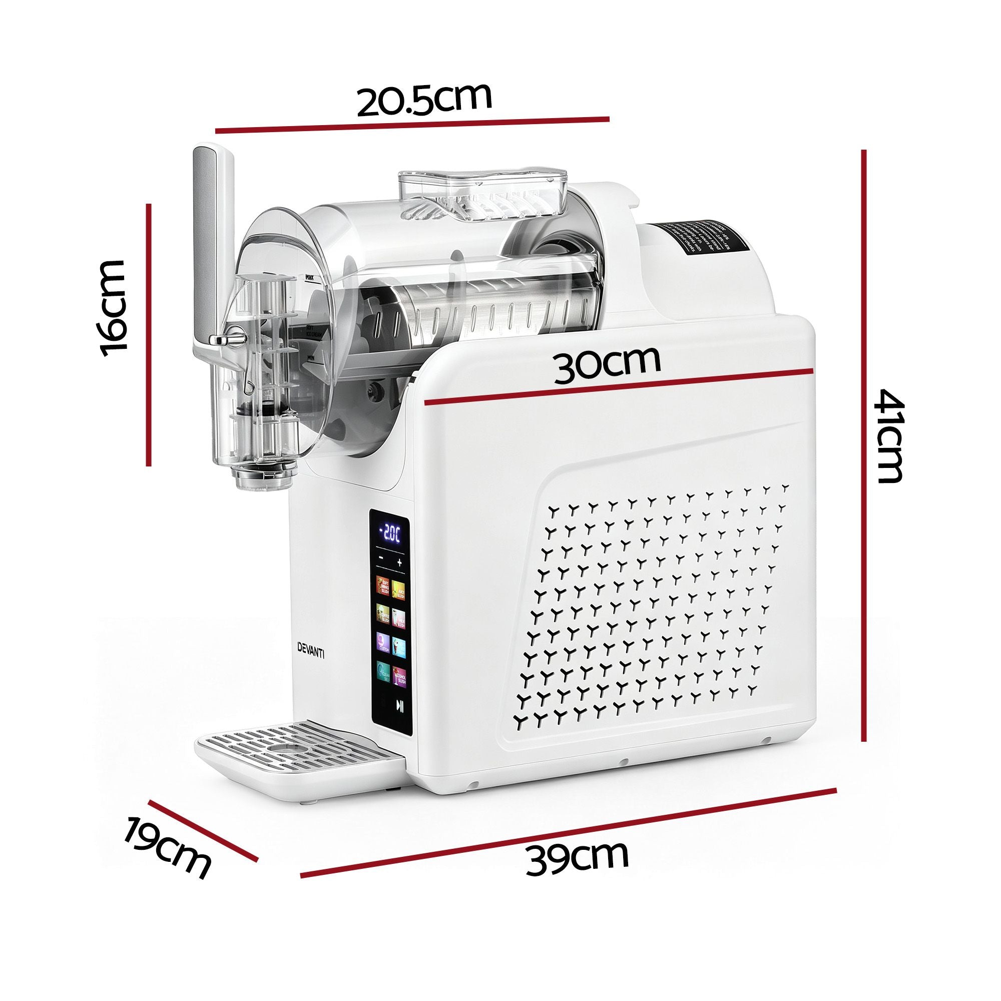 Devanti Slushie Machine 2L Frozen Drink Maker Ice Cream Cocktail Slush Maker White