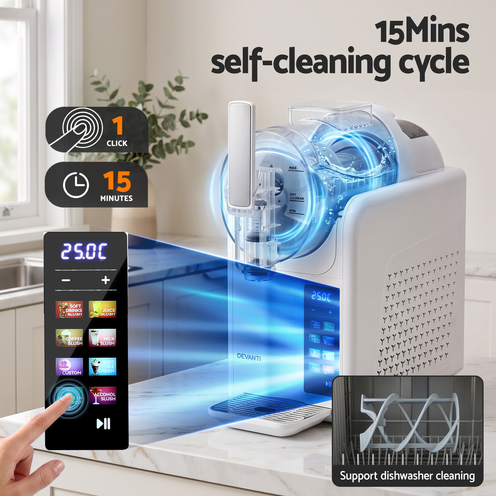 Devanti Slushie Machine 2L Frozen Drink Maker Ice Cream Cocktail Slush Maker White