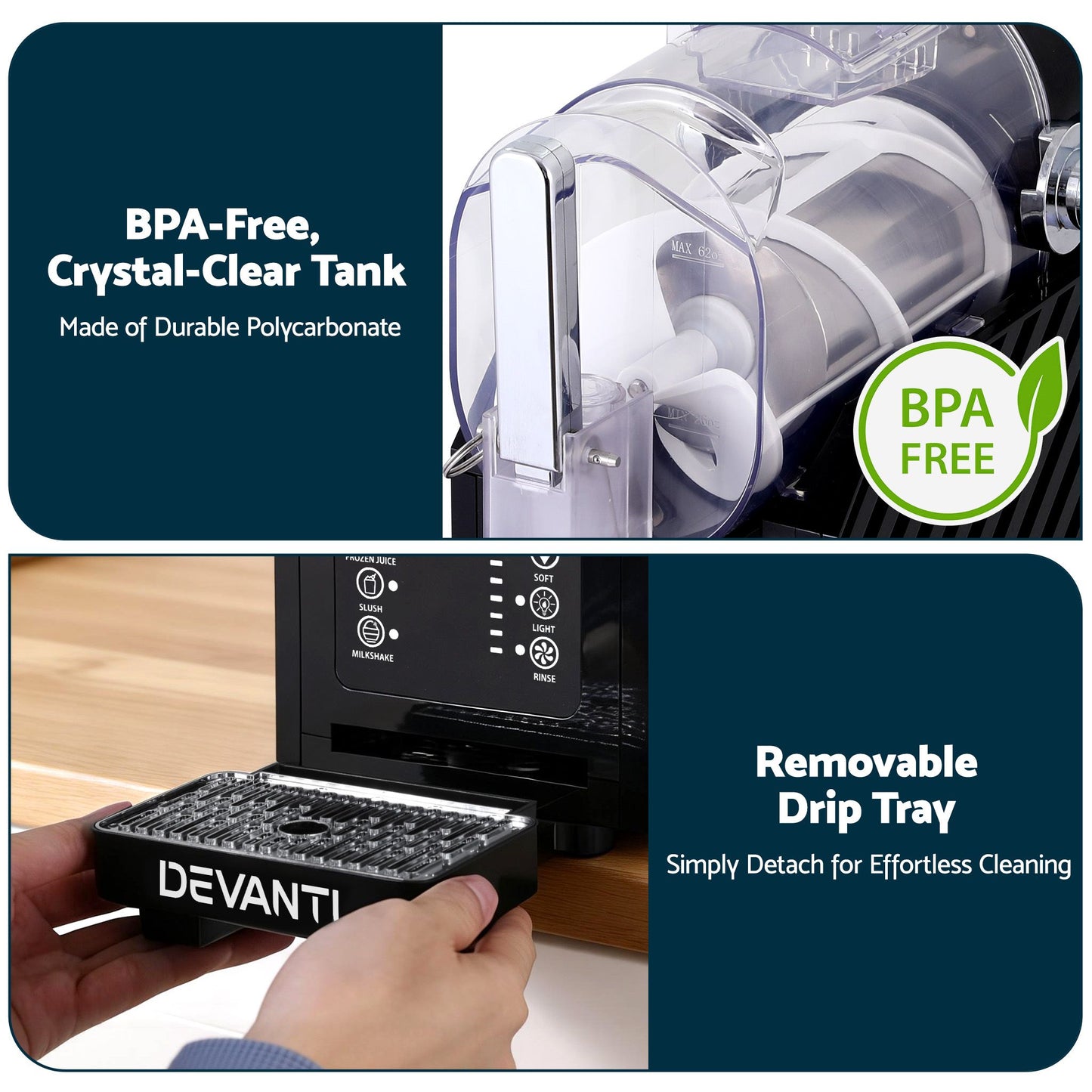 Devanti 1.8L Slushie Machine Maker Frozen Smoothies Milkshakes Black SLS-HXR-18L-BK