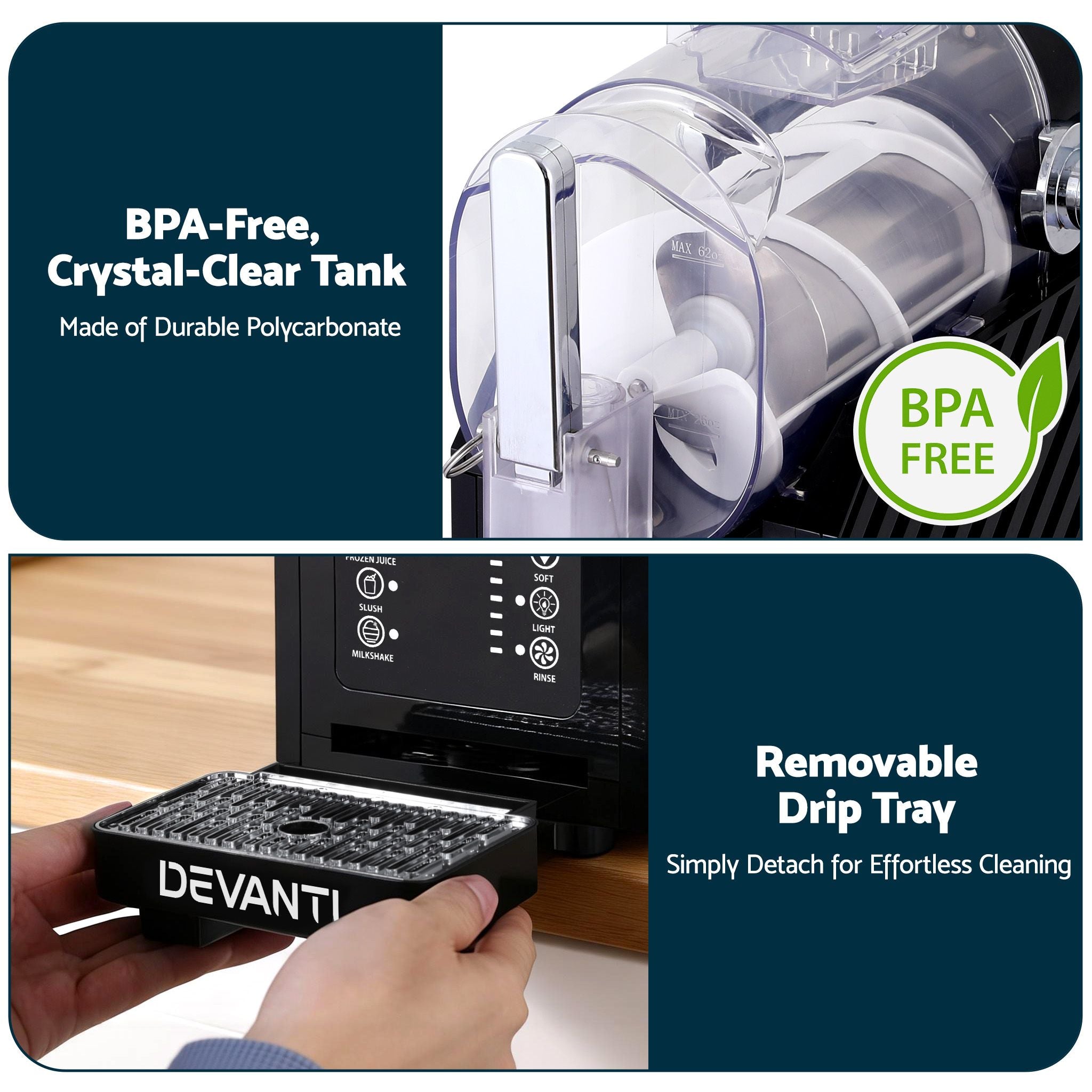 Devanti 1.8L Slushie Machine Maker Frozen Smoothies Milkshakes Black SLS-HXR-18L-BK
