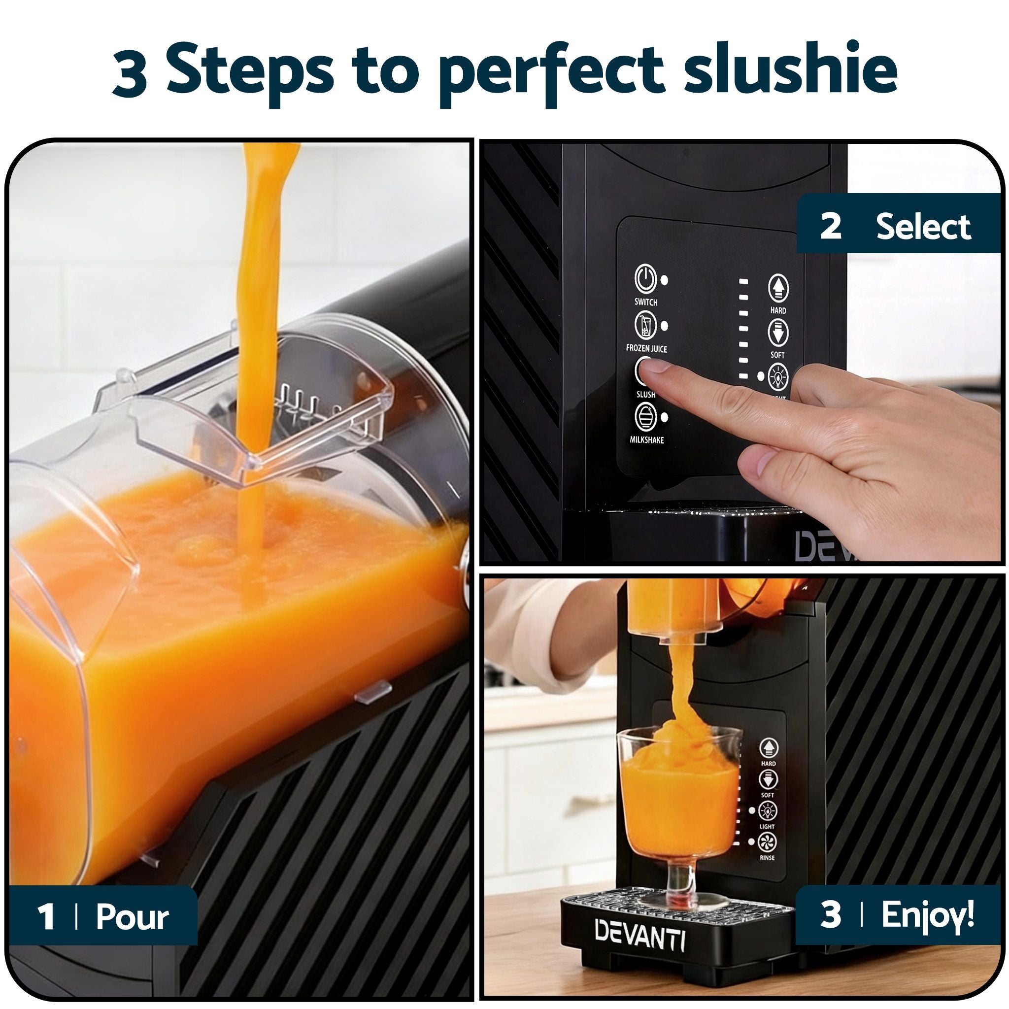 Devanti 1.8L Slushie Machine Maker Frozen Smoothies Milkshakes Black SLS-HXR-18L-BK