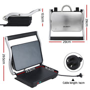 Devanti 3 in 1 Sandwich Maker Steak Press Grill 1000W SM-1SET-BK