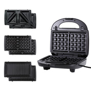 Devanti 3-in-1 Sandwich Press Waffle Maker Panini Press Grill 850W SM-3IN1-BK