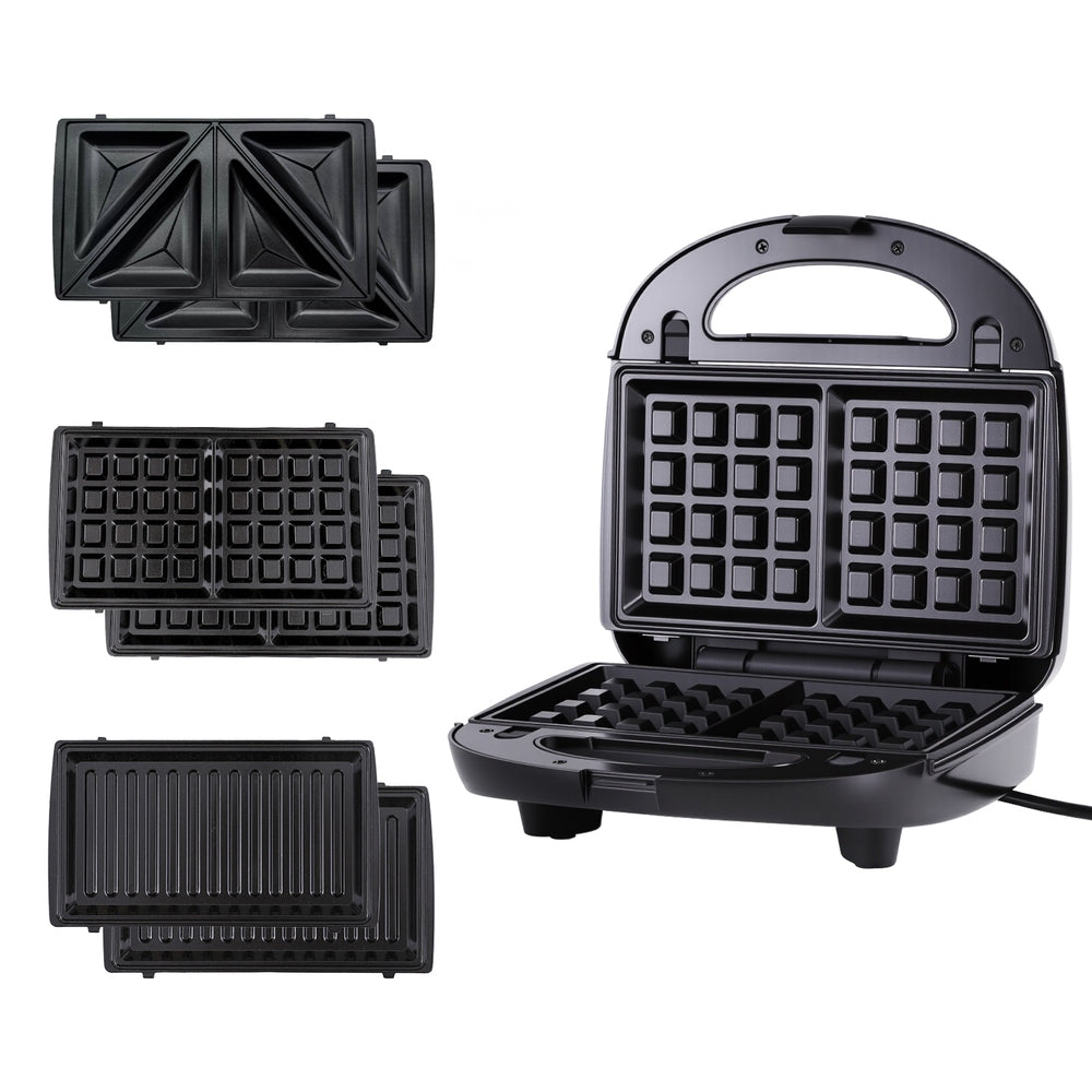 Devanti 3-in-1 Sandwich Press Waffle Maker Panini Press Grill 850W SM-3IN1-BK