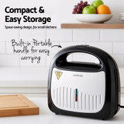 Devanti 3-in-1 Sandwich Press Waffle Maker Panini Press Grill 850W SM-3IN1-BK