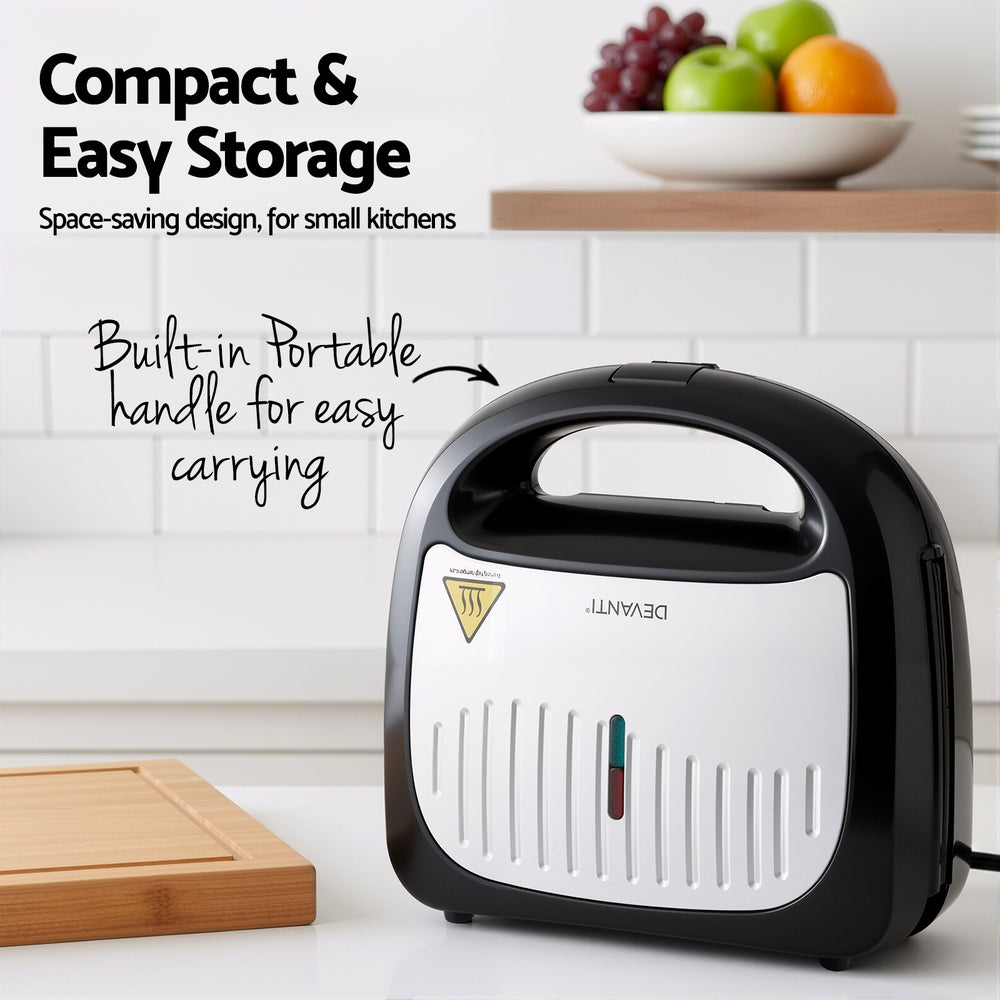 Devanti 3-in-1 Sandwich Press Waffle Maker Panini Press Grill 850W SM-3IN1-BK