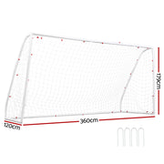 Everfit 12FT Soccer Football Goal Net UPVC Frame with PE Mesh Weatherproof Portable Goals for Backyard SN-B-12FT-WH
