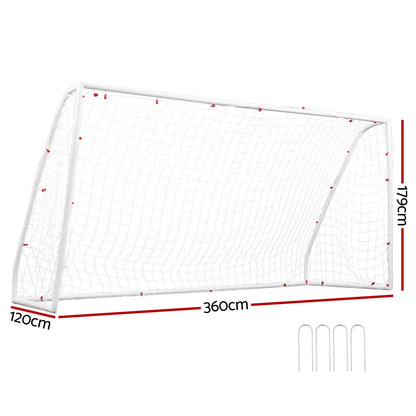 Everfit 12FT Soccer Football Goal Net UPVC Frame with PE Mesh Weatherproof Portable Goals for Backyard SN-B-12FT-WH