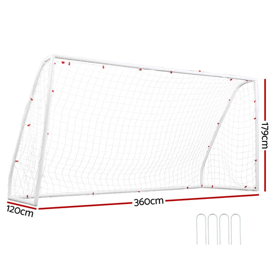 Everfit 12FT Soccer Football Goal Net UPVC Frame with PE Mesh Weatherproof Portable Goals for Backyard SN-B-12FT-WH