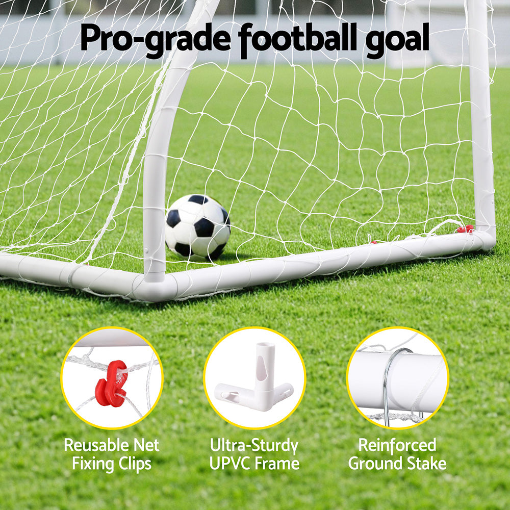 Everfit 12FT Soccer Football Goal Net UPVC Frame with PE Mesh Weatherproof Portable Goals for Backyard SN-B-12FT-WH