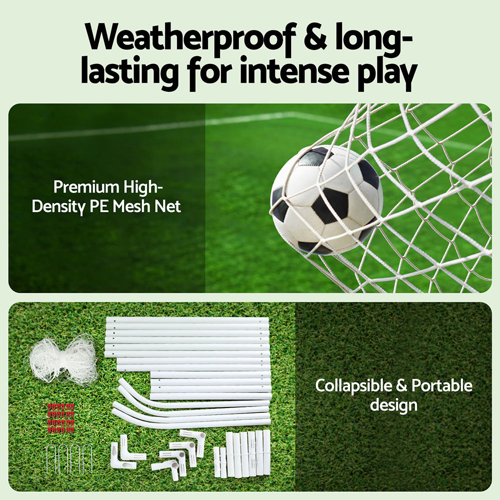 Everfit 12FT Soccer Football Goal Net UPVC Frame with PE Mesh Weatherproof Portable Goals for Backyard SN-B-12FT-WH