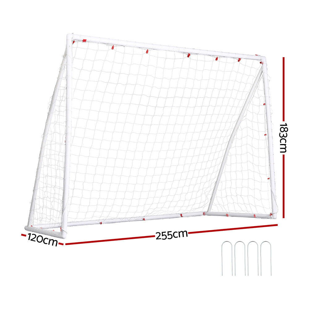 Everfit 8FT Soccer Football Goal Net UPVC Frame with PE Mesh Weatherproof Portable Goals for Backyard SN-B-8FT-WH