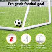 Everfit 8FT Soccer Football Goal Net UPVC Frame with PE Mesh Weatherproof Portable Goals for Backyard SN-B-8FT-WH